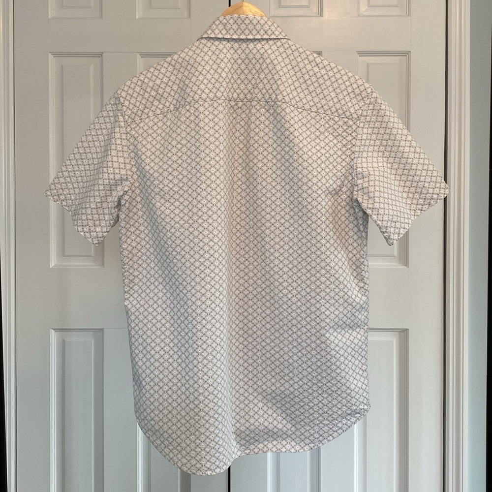 Club Monaco / Short Sleeve Seersucker / Green & White / Small - Picture 5 of 11